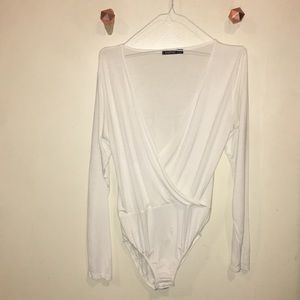 Long sleeve wrap front bodysuit